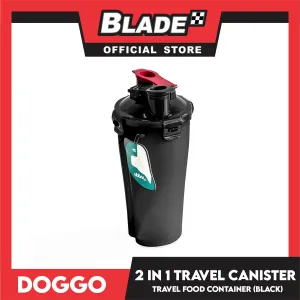 Doggo 2 in 1 Travel Canister, Durable Hard Plastic (Black)