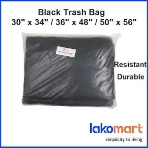 Durable Black Trash Bag Garbage Bag - 50inch x 56inch