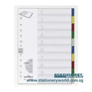 Durable Plastic 10 Colour Index Divider Set 6740