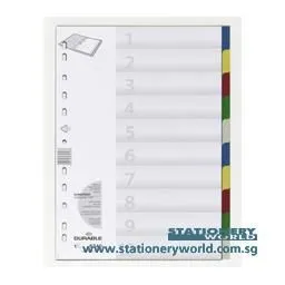 Durable Plastic 10 Colour Index Divider Set 6740