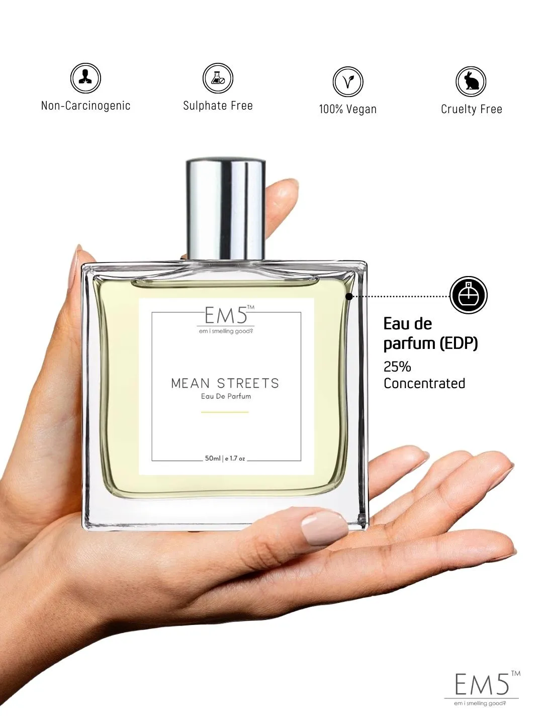 EM5™ Mean Streets Perfume for Men | Eau De Parfum Spray | Warm Spicy Citrus Woody Fragrance Accords | Luxury Gift for Him | Sizes Available: 50 ml / 15 ml