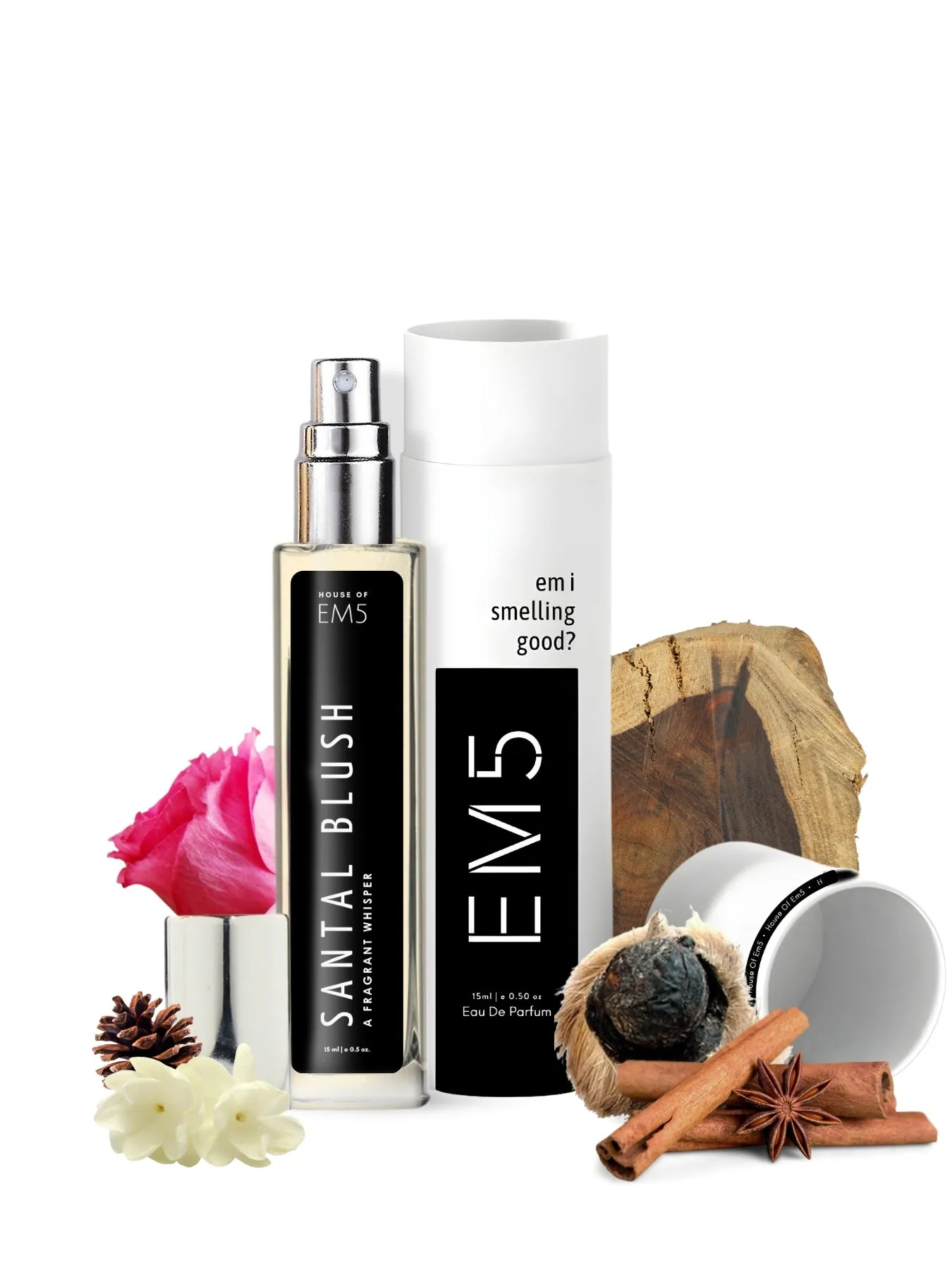 EM5™ Santal Blush Perfume  | Eau De Parfum Spray for Women | Woody Musky Oud Fragrance Accords | Luxury Gift for Her | Sizes Available: 50 ml / 15 ml