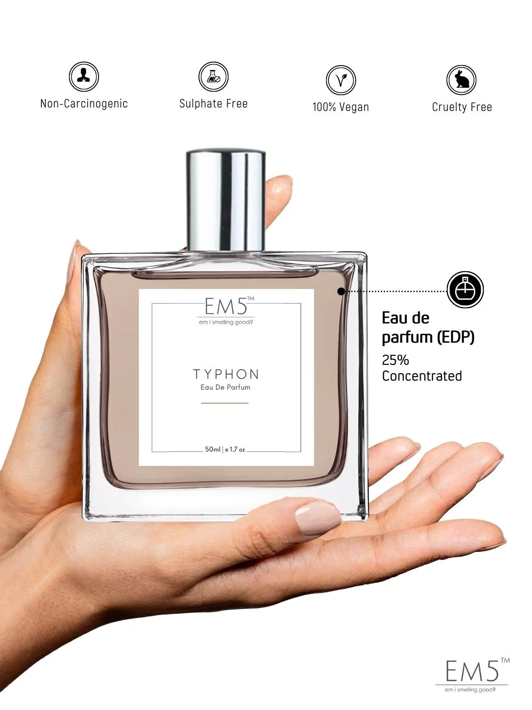 EM5™ Typhon Unisex Perfume EDP Spray for Men & Women | Rose Oud Amber Fragrance Accords | Luxury Gift for Him / Her | Variants Available: 50 ml Spray / 15 ml Spray