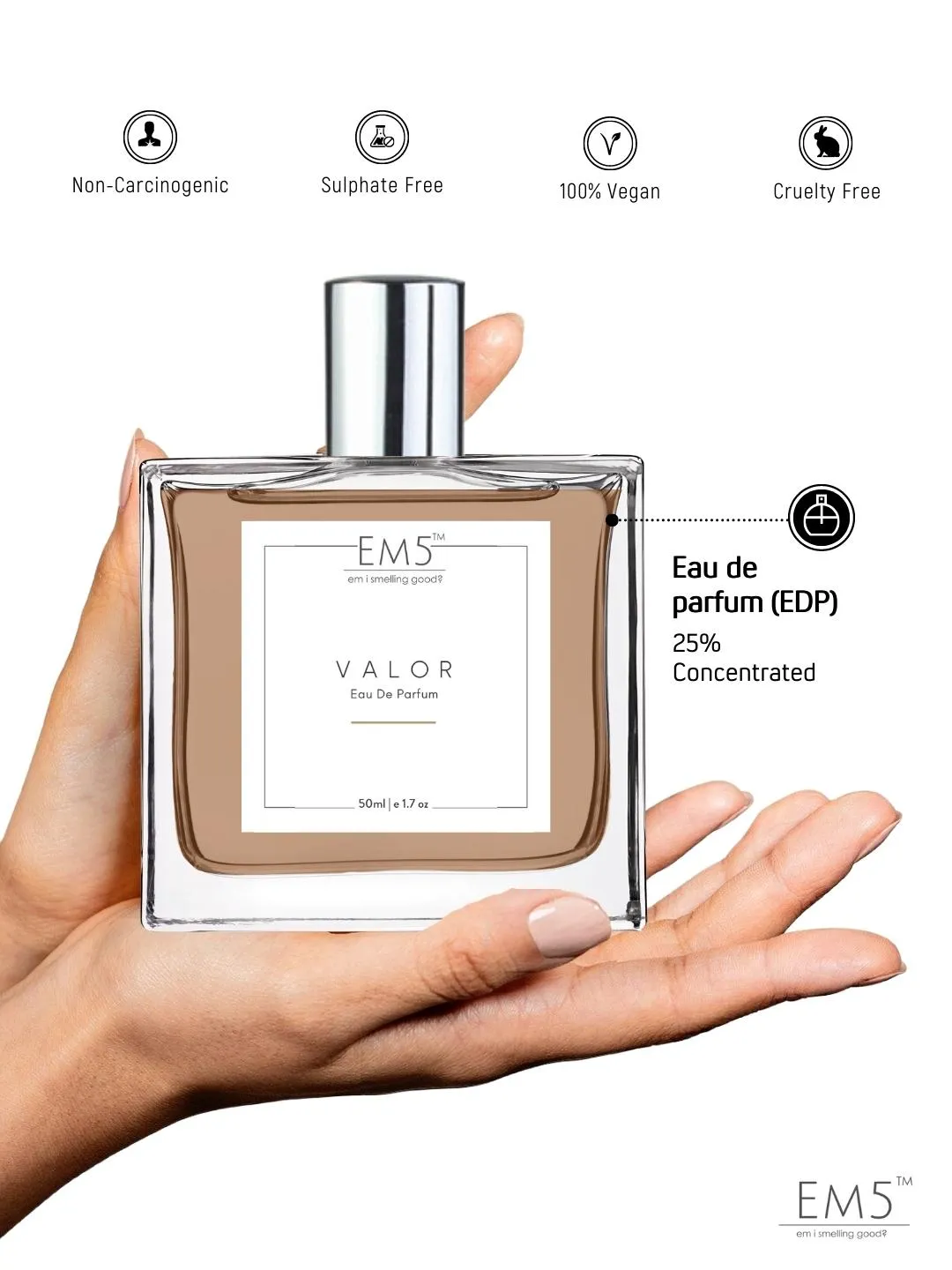EM5™ Valor Perfume for Men | Eau De Parfum Spray | Spicy Woody Patchouli Fragrance Accords | Luxury Gift for Him | Sizes Available: 50 ml / 15 ml