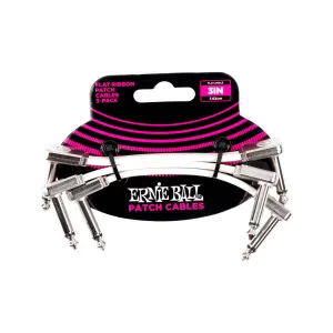 Ernie Ball 3 Inch Right Angle to Right Angle Flat Ribbon Pedalboard Patch Cable, 3-Pack