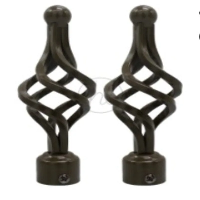 Finial 25mm Twirl Metal Black