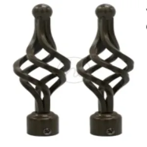 Finial 25mm Twirl Metal Black