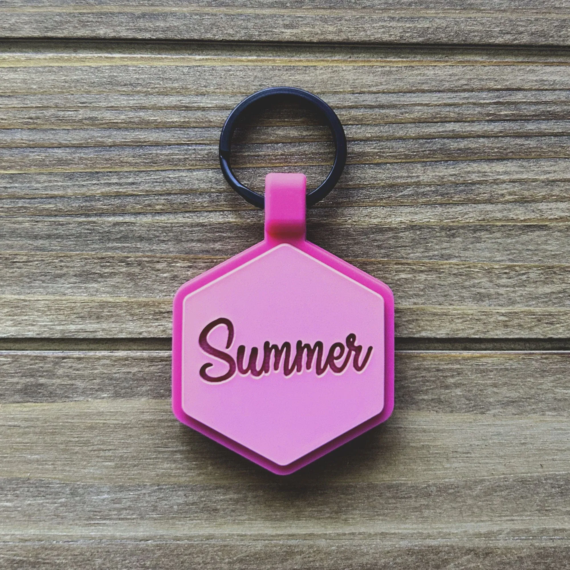 Flamingo Pink Silicone ID Tag