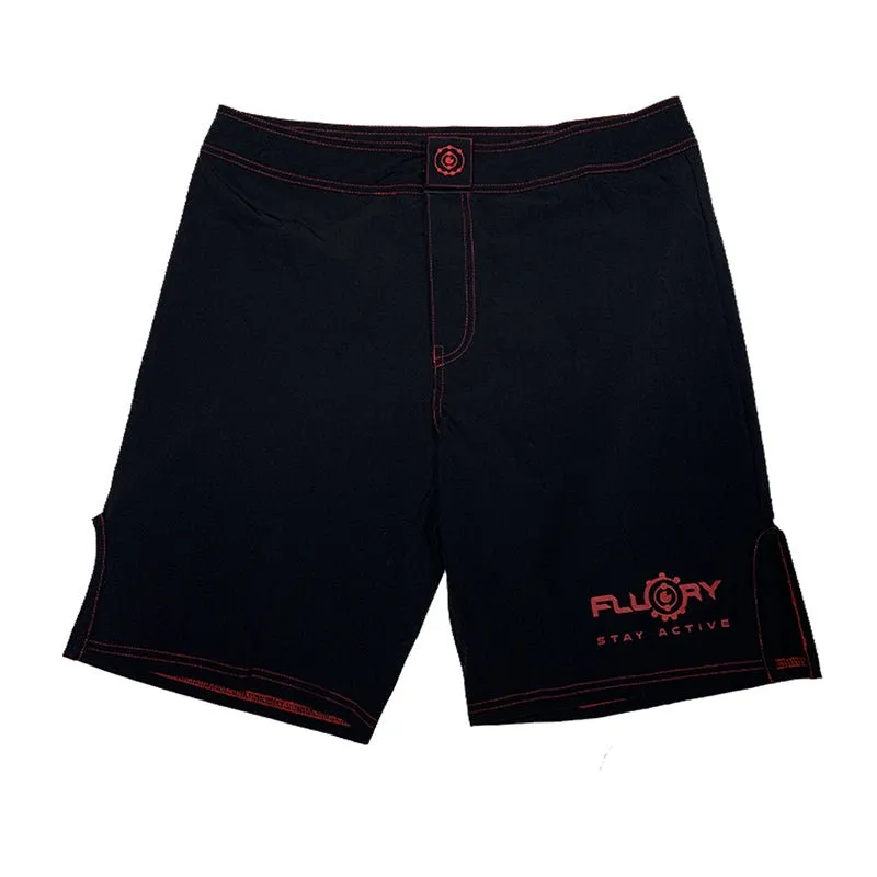 Floury MMA fight shorts | Black with Green Accents | Ultra Stylish Fight Shorts