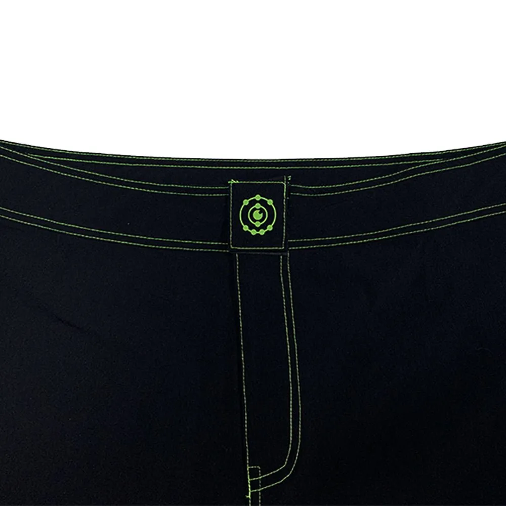 Floury MMA fight shorts | Black with Green Accents | Ultra Stylish Fight Shorts