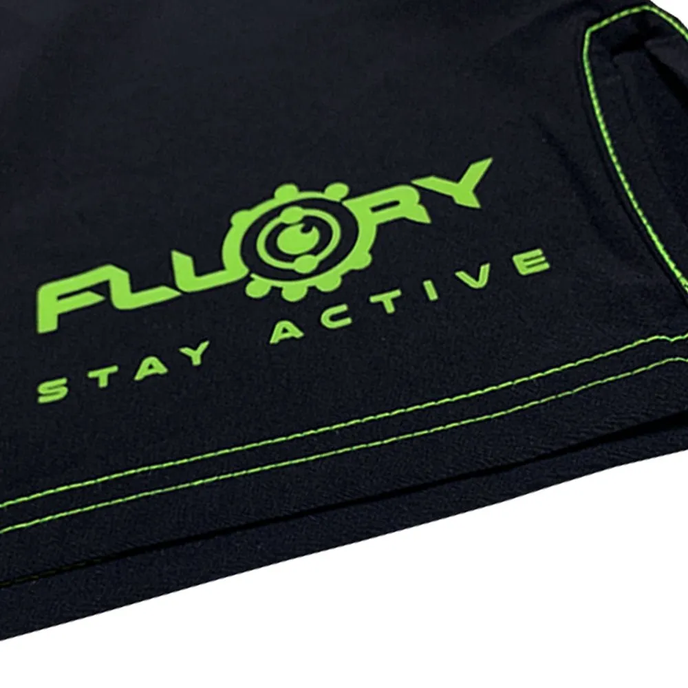 Floury MMA fight shorts | Black with Green Accents | Ultra Stylish Fight Shorts