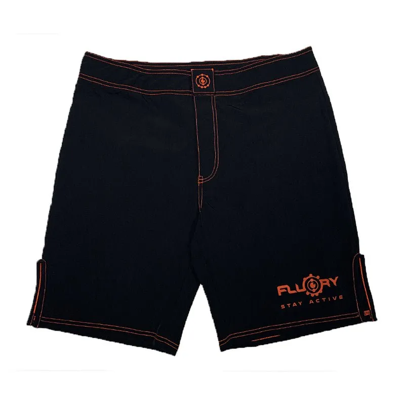 Floury MMA fight shorts | Black with Green Accents | Ultra Stylish Fight Shorts