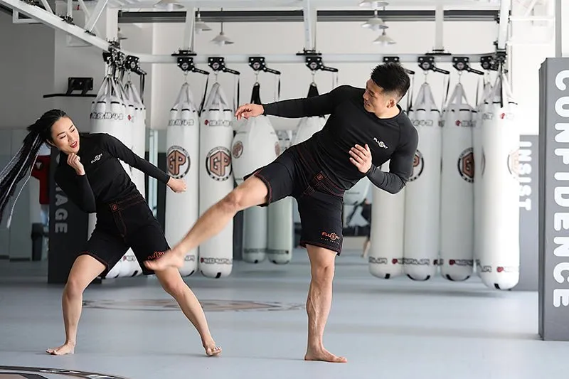 Floury MMA fight shorts | Black with Green Accents | Ultra Stylish Fight Shorts