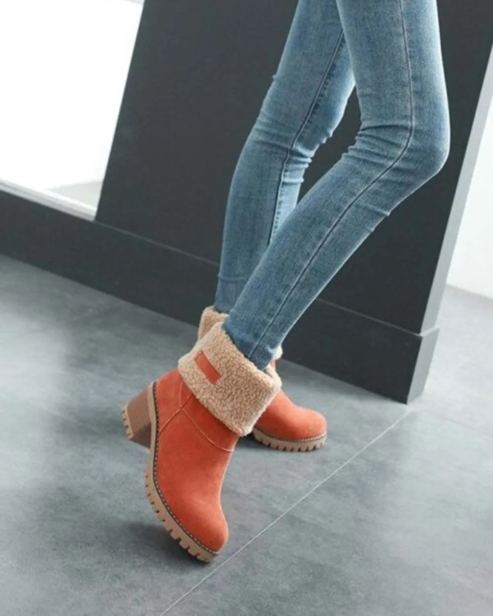 Fold Over Booties in Rust