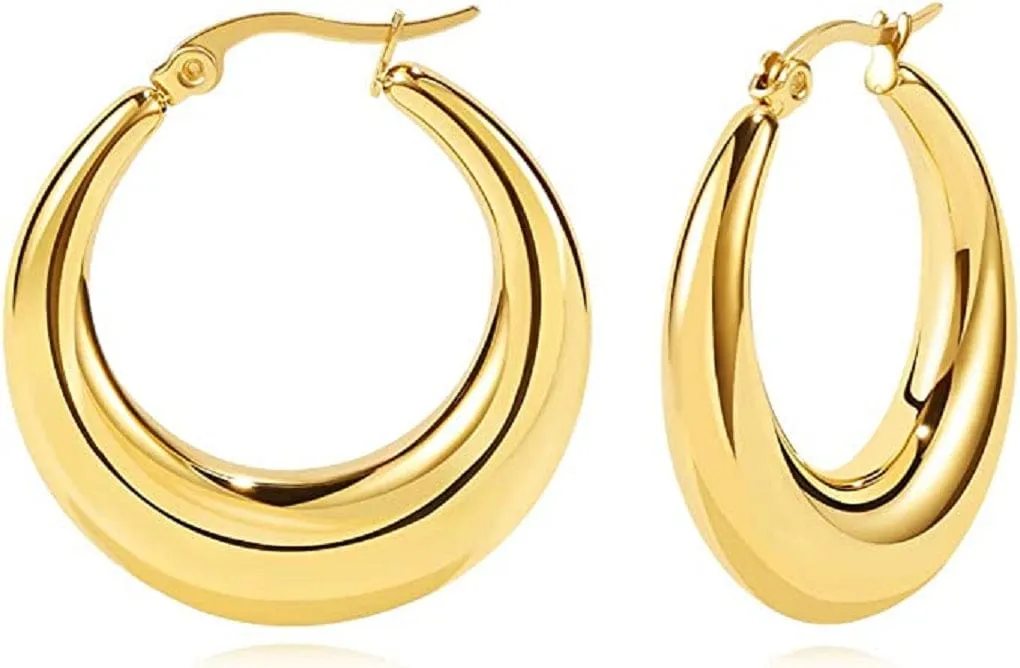 Glamorous 18K Gold Plated Hoop Earrings for Stylish Teens
