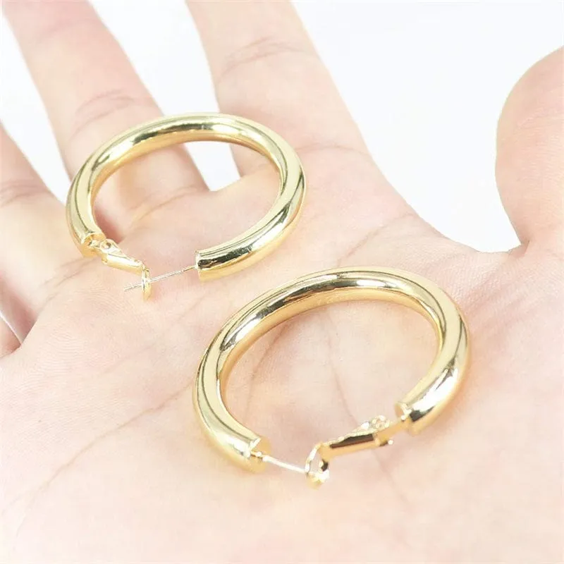 Glamorous 18K Gold Plated Hoop Earrings for Stylish Teens