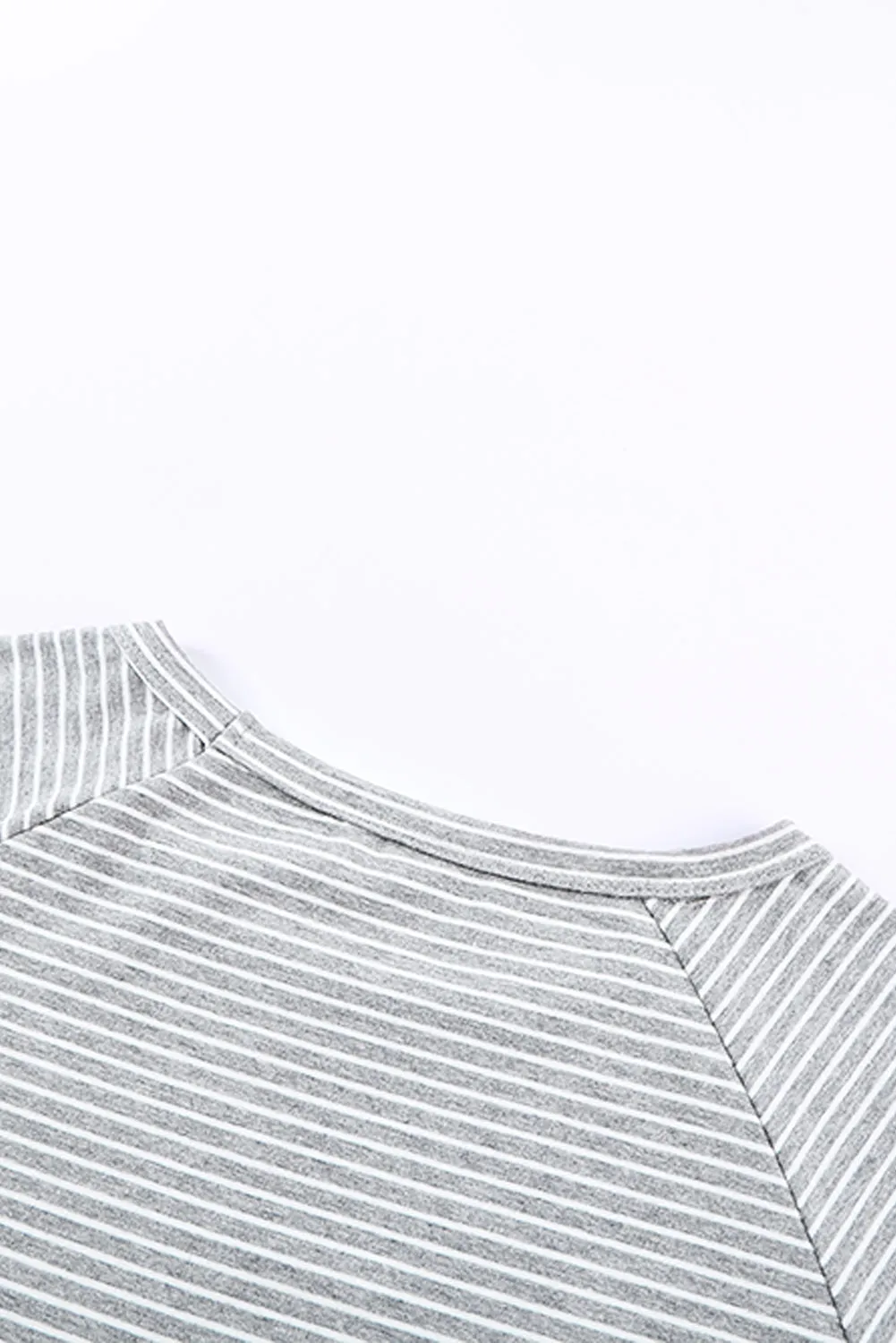 Gray Raglan Sleeve Striped Cotton-blend T-shirt Mini Dress