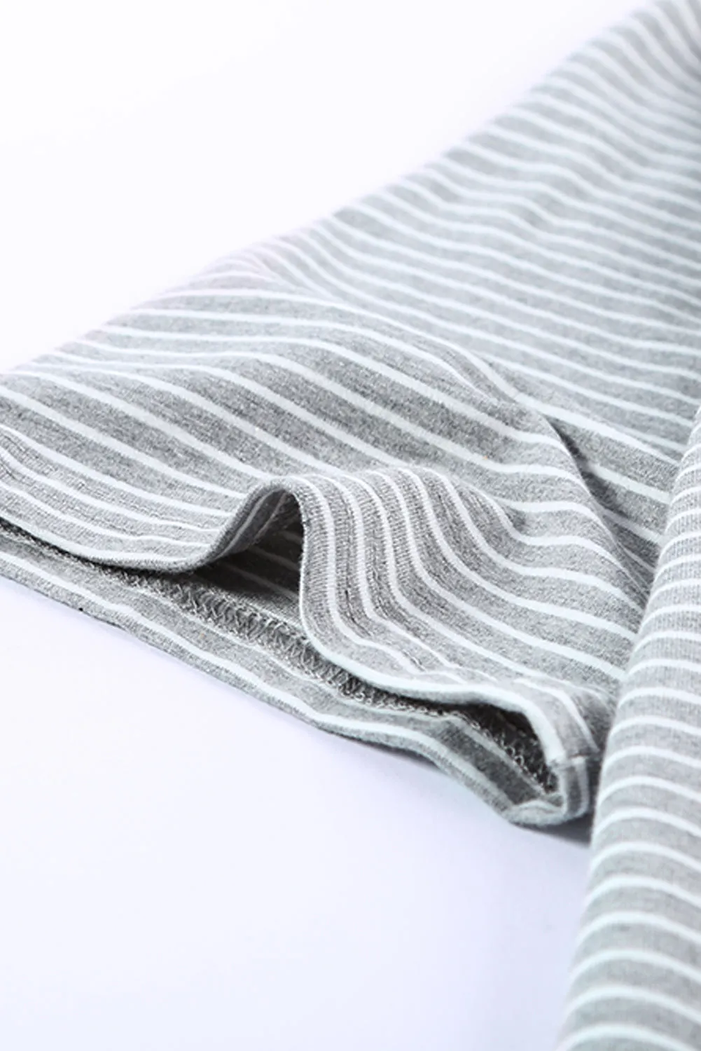 Gray Raglan Sleeve Striped Cotton-blend T-shirt Mini Dress