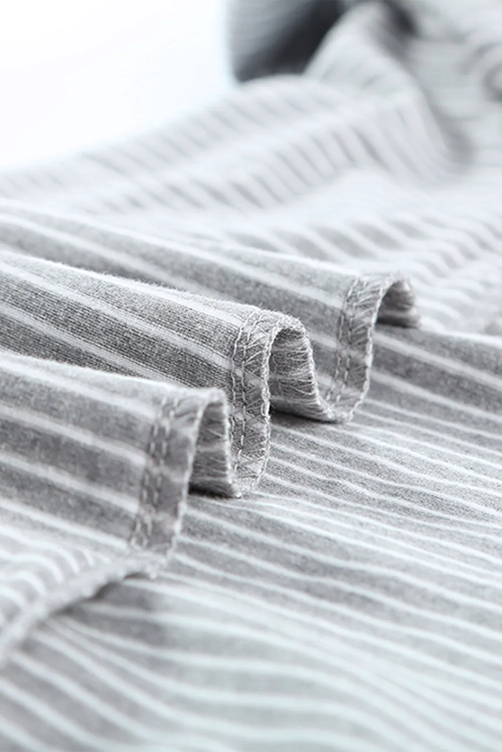 Gray Raglan Sleeve Striped Cotton-blend T-shirt Mini Dress