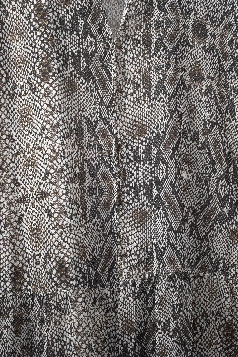 Gray Snakeskin Print Ruffled Open Front Long Cover-up