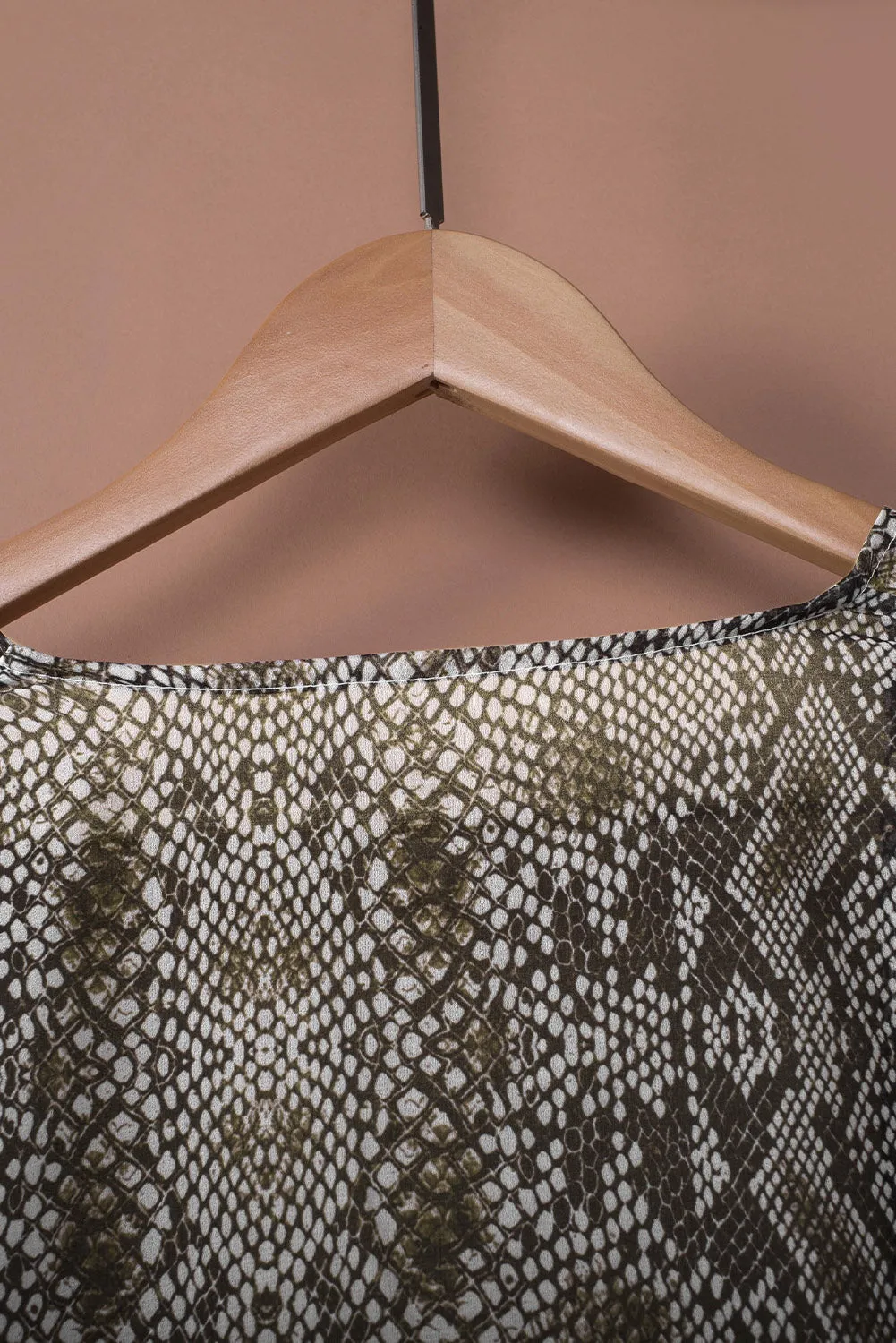 Gray Snakeskin Print Ruffled Open Front Long Cover-up