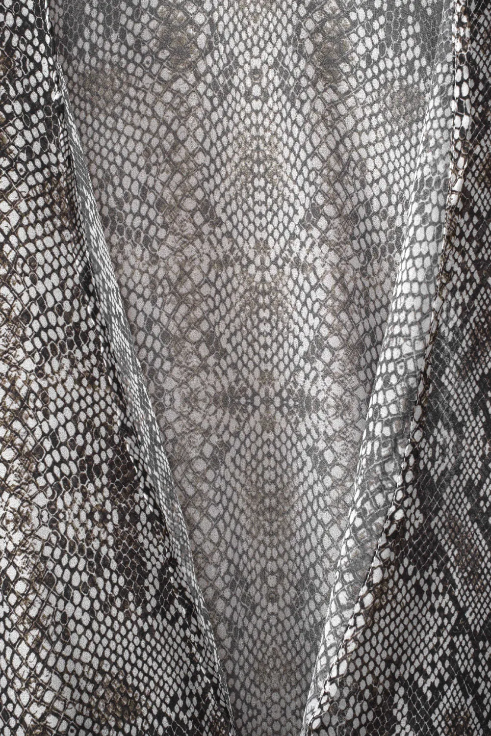 Gray Snakeskin Print Ruffled Open Front Long Cover-up