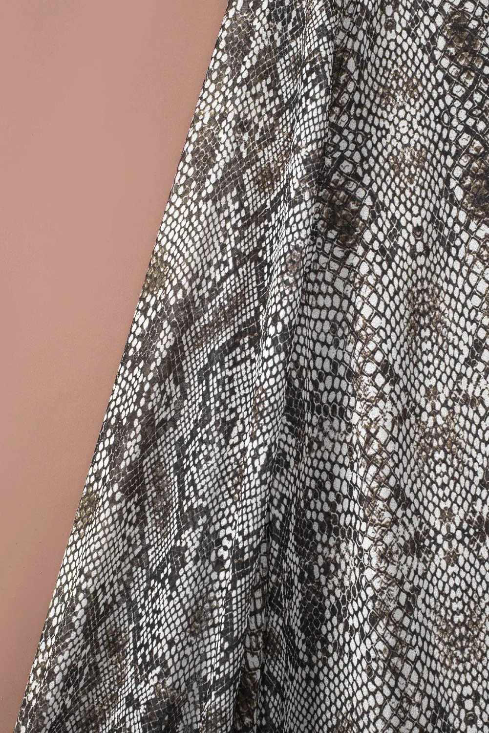 Gray Snakeskin Print Ruffled Open Front Long Cover-up