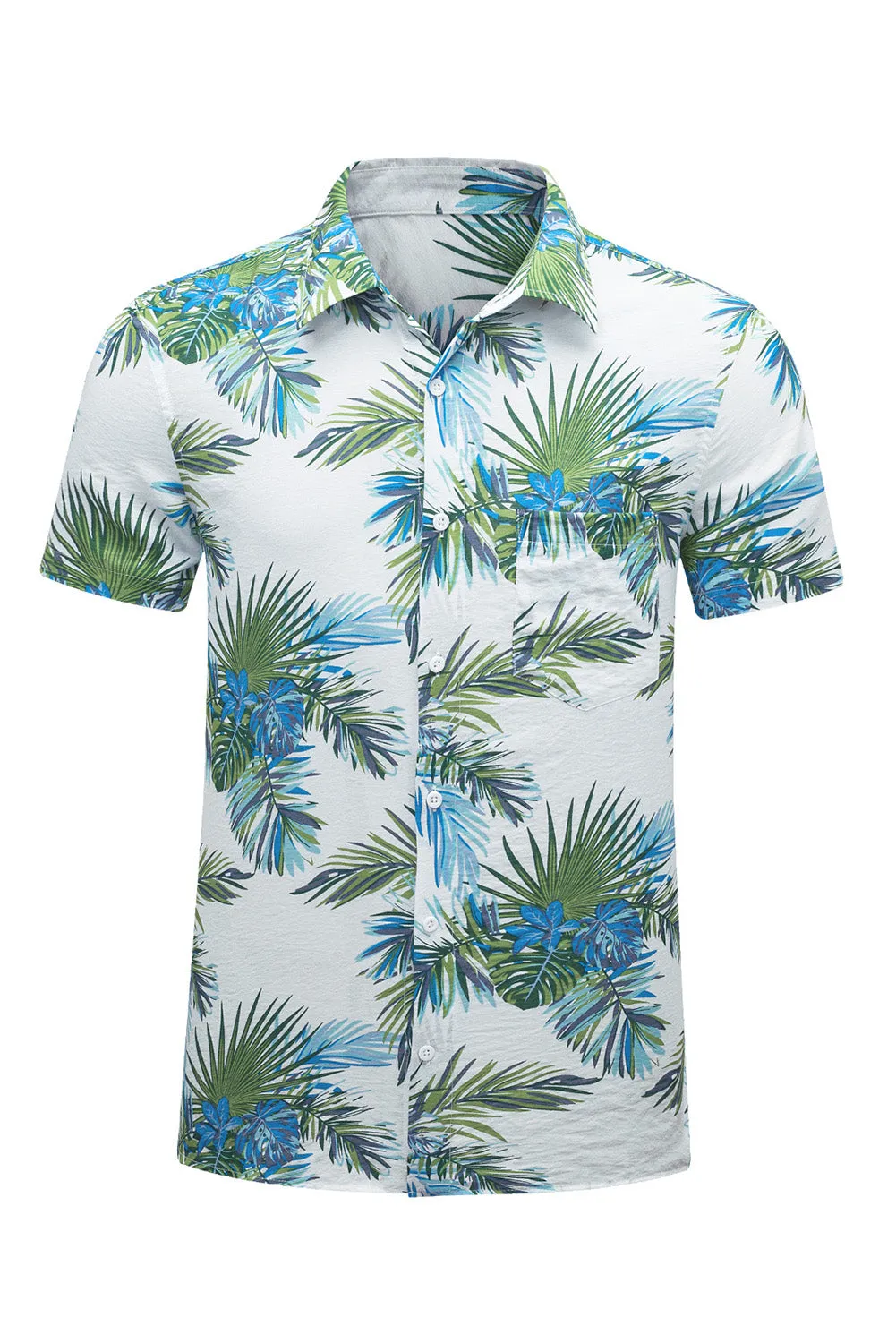 Green Men Short Sleeve Casual Hawaiian Shirt
