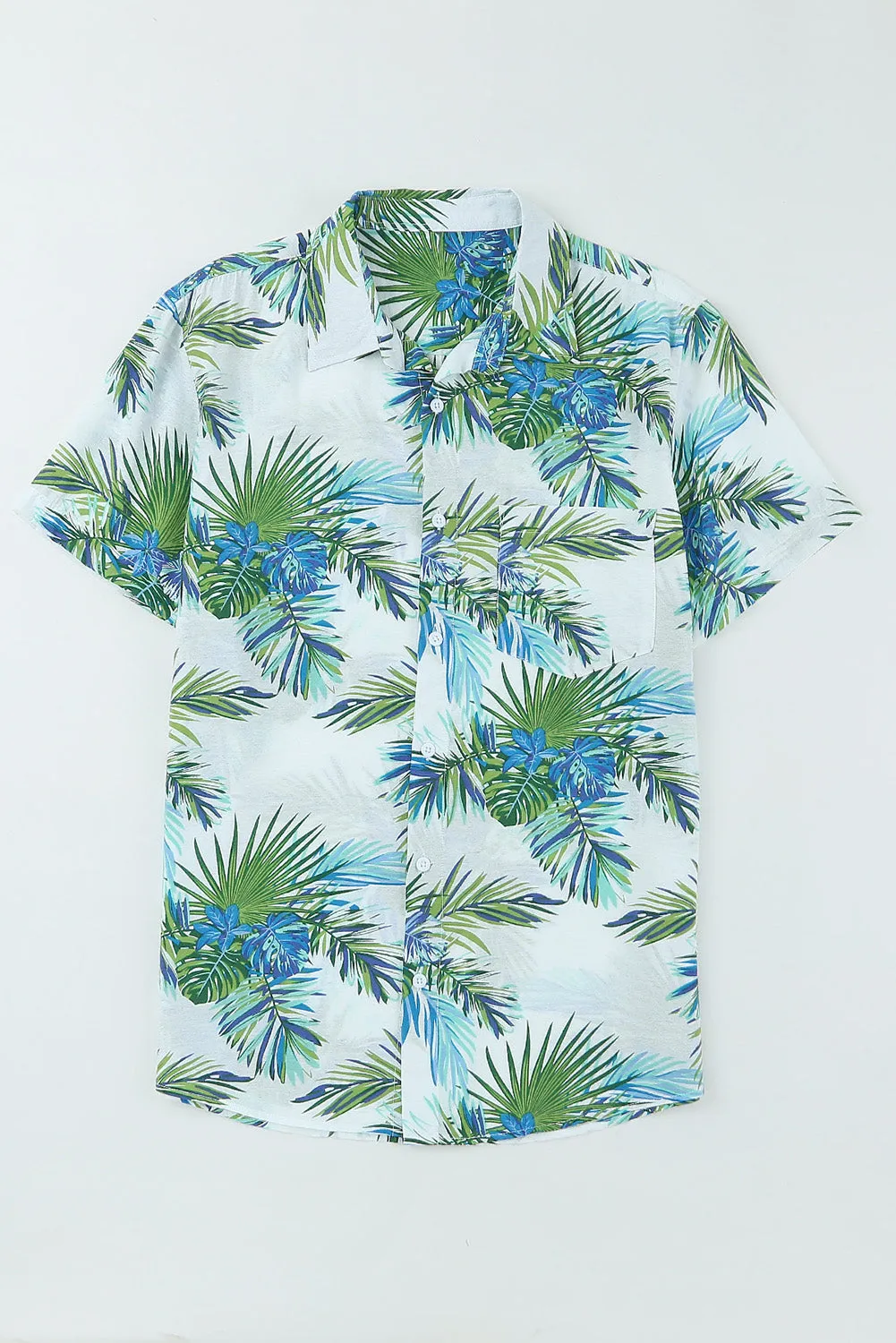 Green Men Short Sleeve Casual Hawaiian Shirt