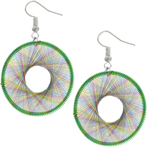 Green Multicolor Woven Thread Earrings