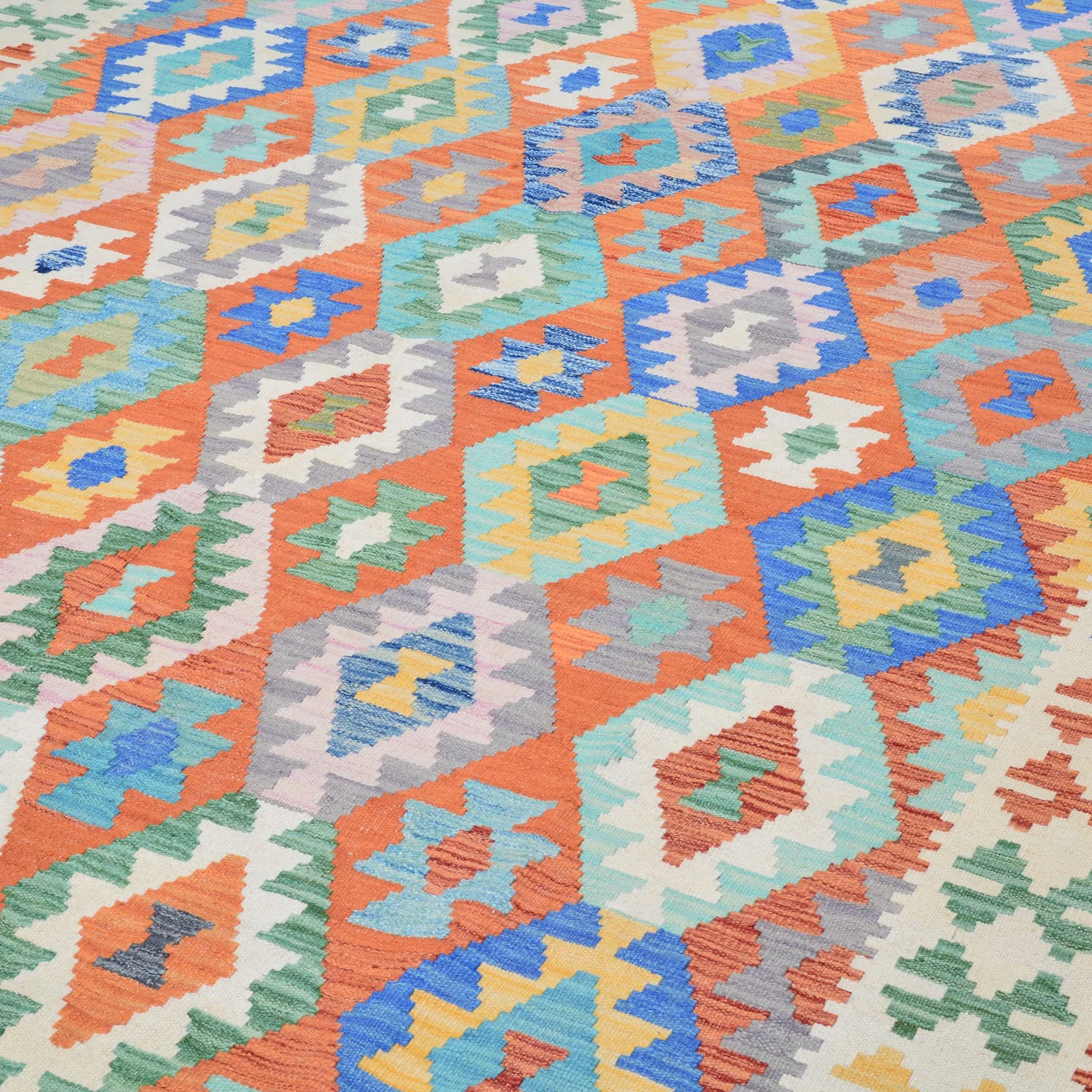 Hand-Woven Afghan Momana Reversible Kilim 100% Wool Rug (Size 6.6 X 9.2) Cwral-9516