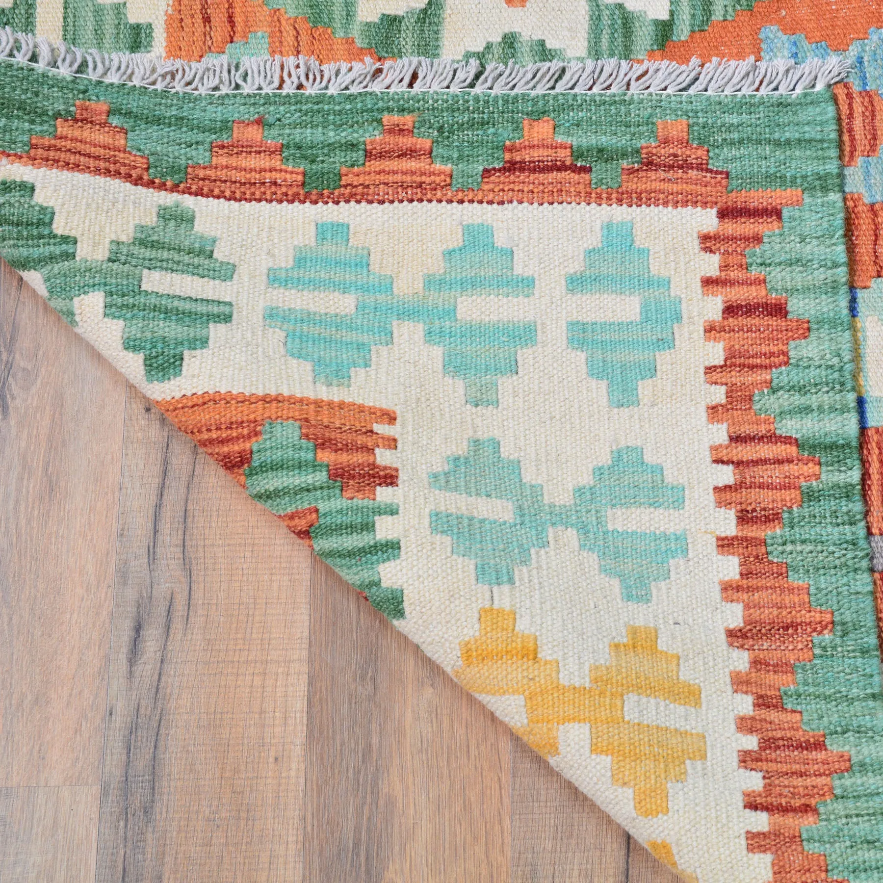 Hand-Woven Afghan Momana Reversible Kilim 100% Wool Rug (Size 6.6 X 9.2) Cwral-9516