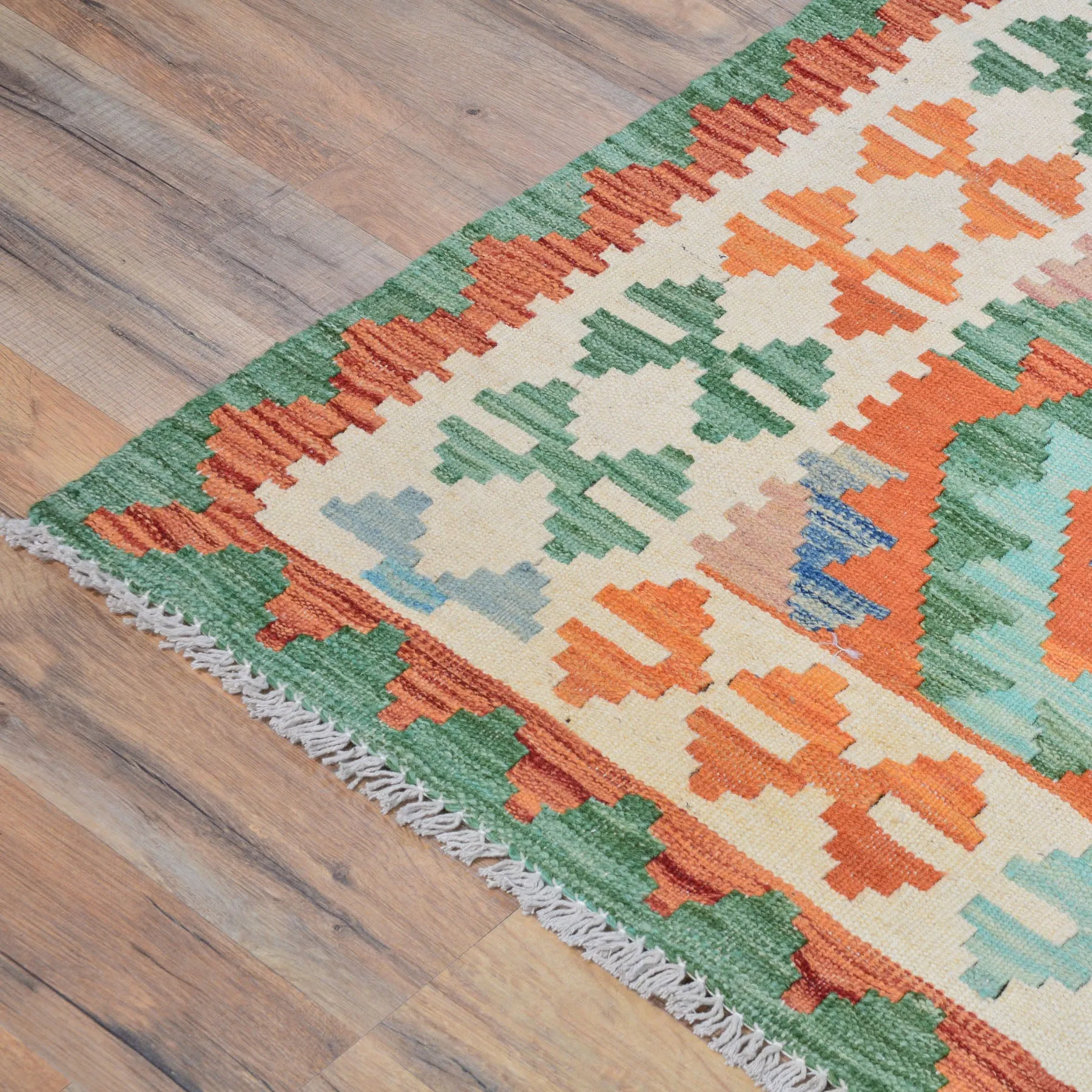 Hand-Woven Afghan Momana Reversible Kilim 100% Wool Rug (Size 6.6 X 9.2) Cwral-9516