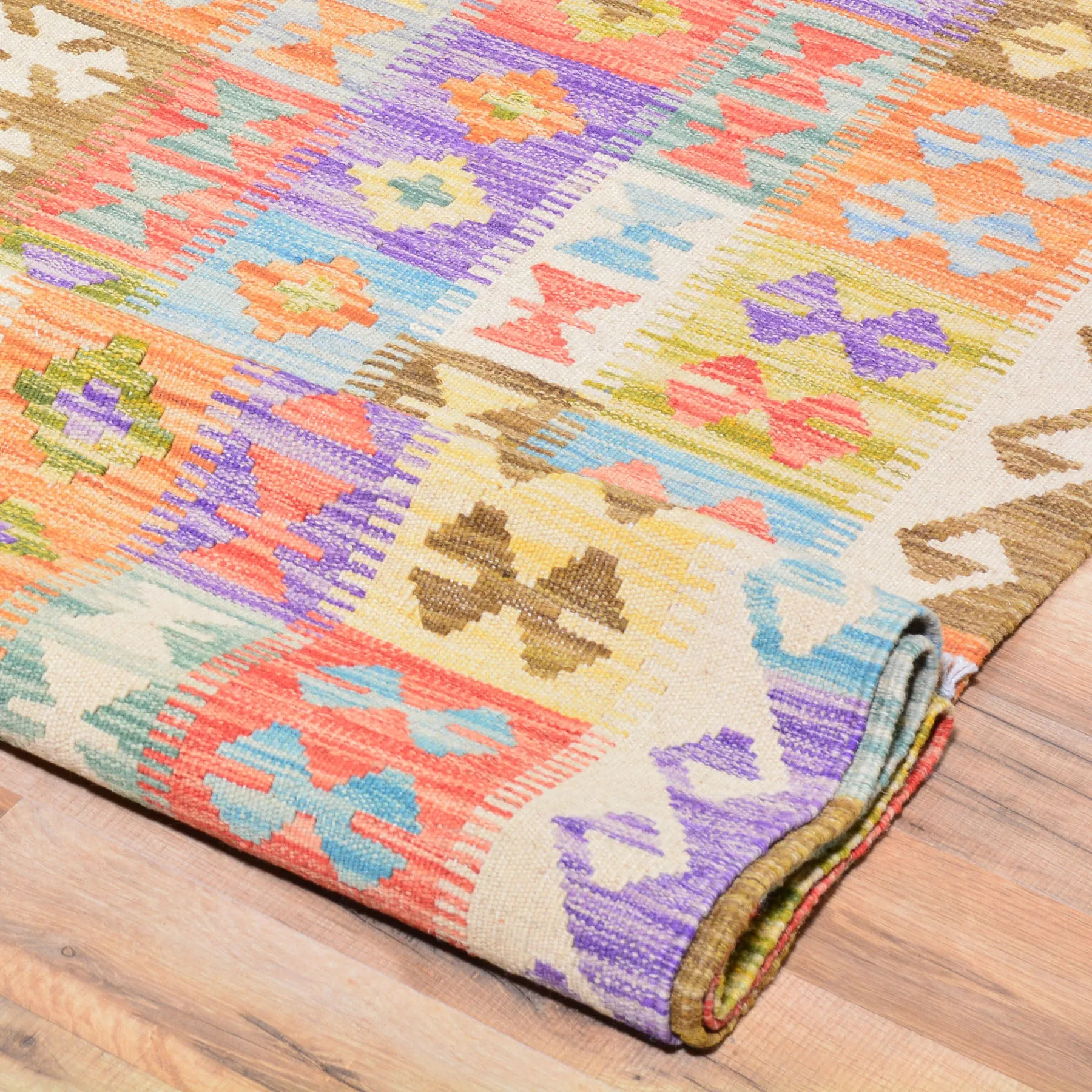 Hand-Woven Geometric Design Oversize Kilim Wool Rug (Size 9.7 X 16.3) Cwral-7575