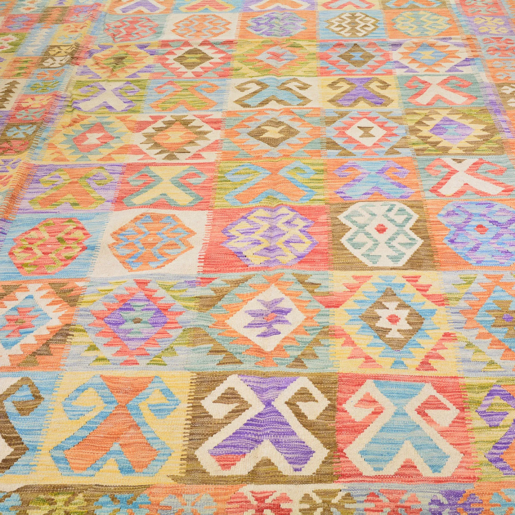 Hand-Woven Geometric Design Oversize Kilim Wool Rug (Size 9.7 X 16.3) Cwral-7575