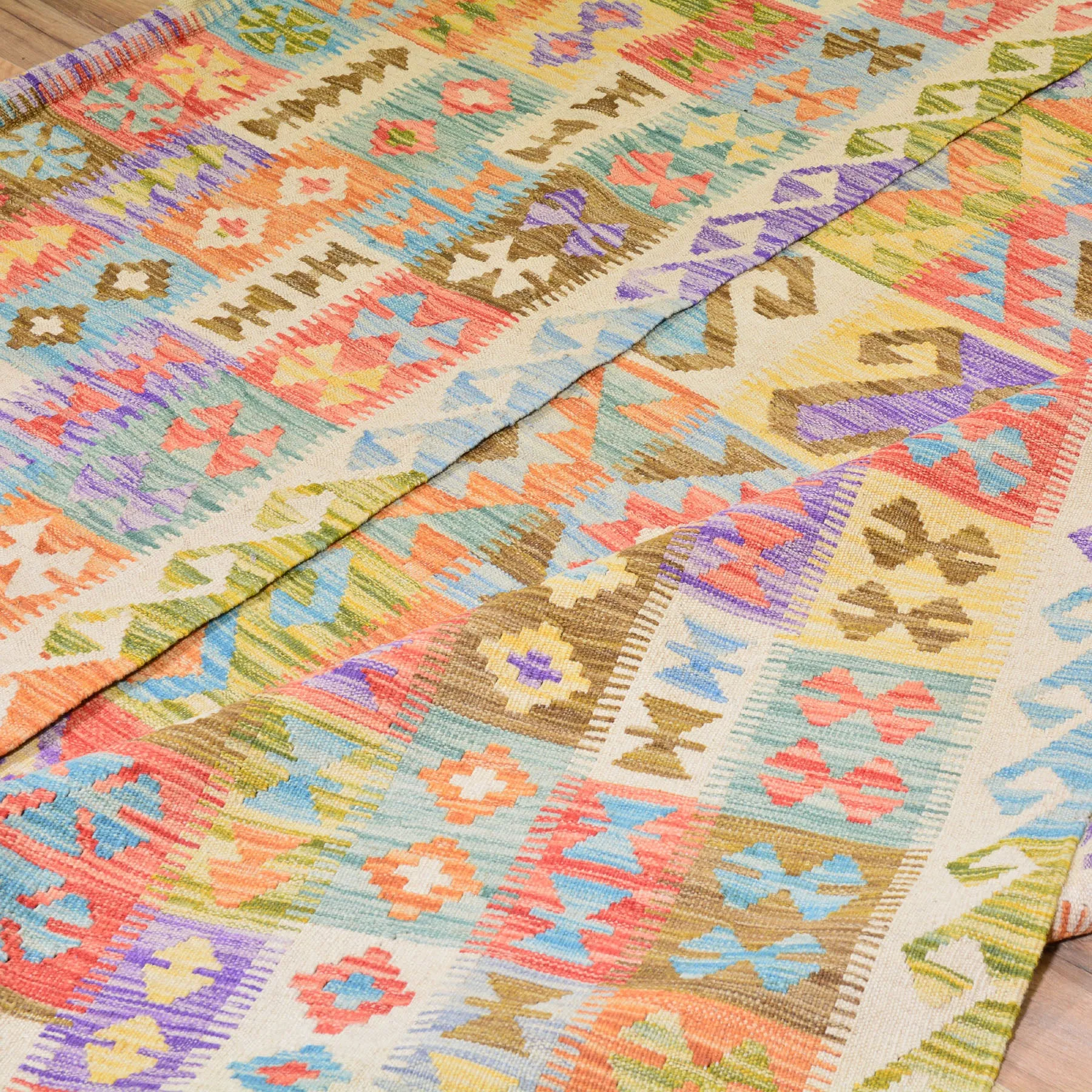 Hand-Woven Geometric Design Oversize Kilim Wool Rug (Size 9.7 X 16.3) Cwral-7575