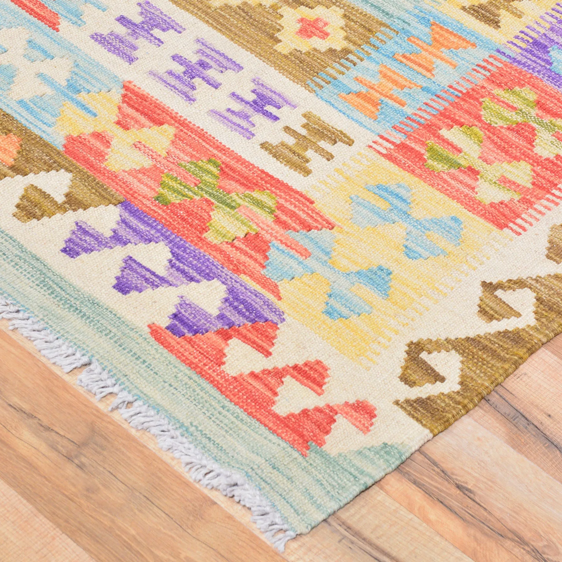 Hand-Woven Geometric Design Oversize Kilim Wool Rug (Size 9.7 X 16.3) Cwral-7575