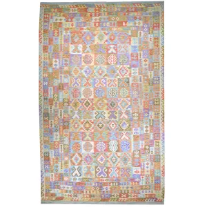 Hand-Woven Geometric Design Oversize Kilim Wool Rug (Size 9.7 X 16.3) Cwral-7575
