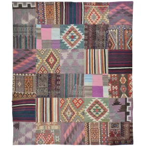 Hand-Woven Kilims Patchwork Handmade Unique Wool Rug (Size 6.8 X 8.0) Brral-4122