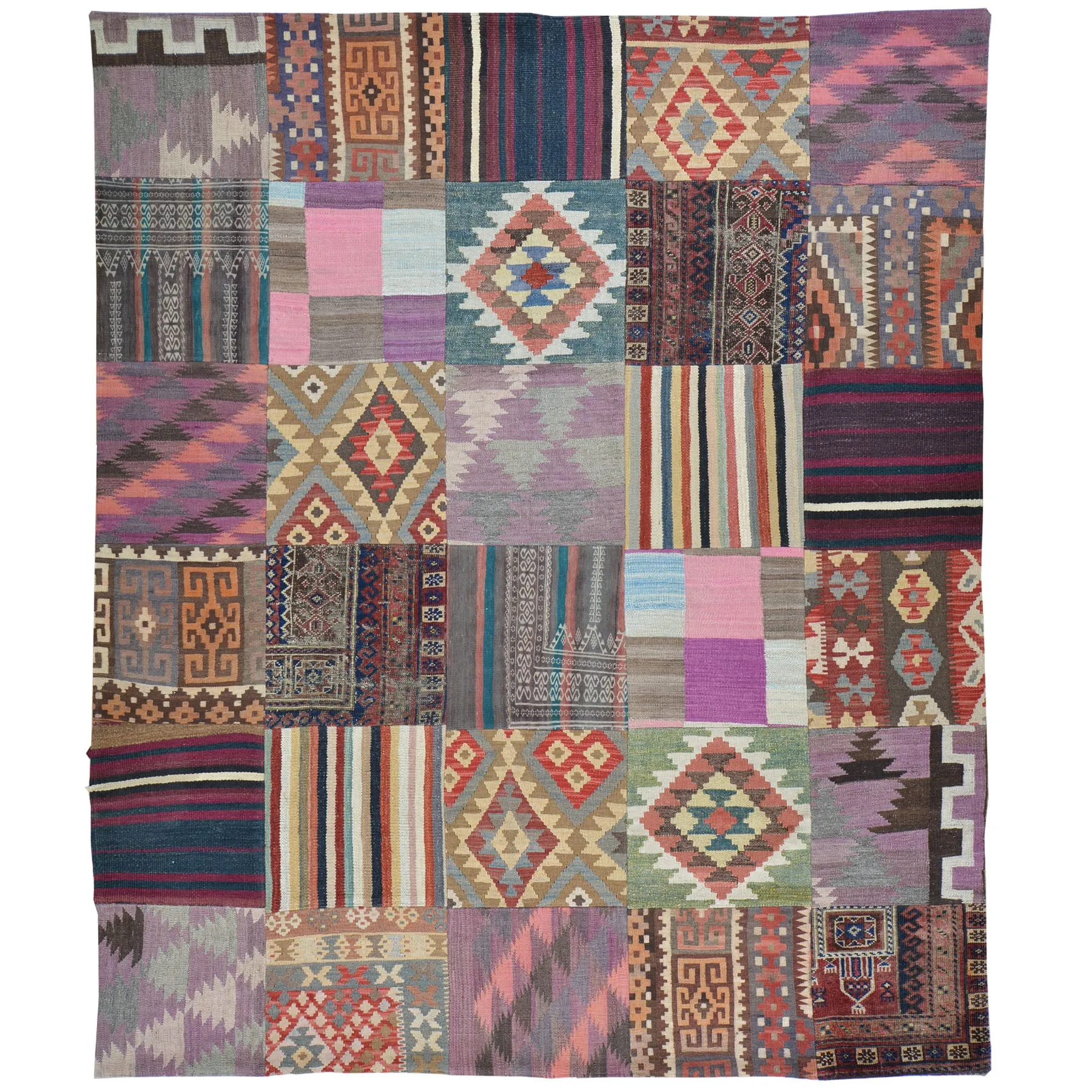Hand-Woven Kilims Patchwork Handmade Unique Wool Rug (Size 6.8 X 8.0) Brral-4122