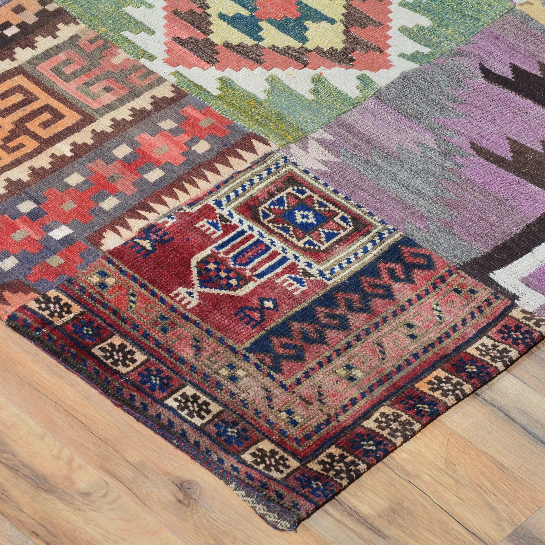 Hand-Woven Kilims Patchwork Handmade Unique Wool Rug (Size 6.8 X 8.0) Brral-4122