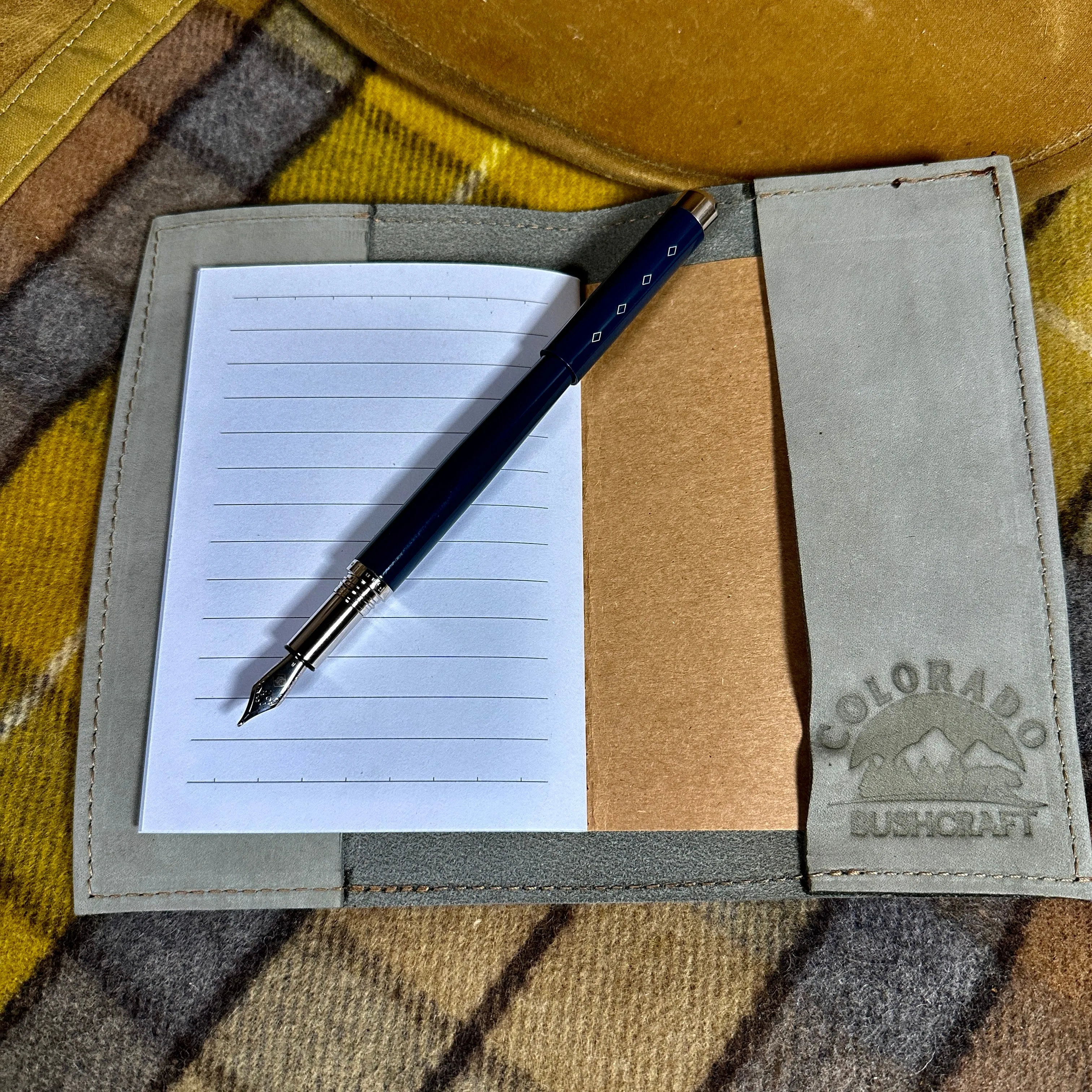 Handmade Bushcraft Field Note Gray Suede Leather Notebook Diary (Includes Notebook)