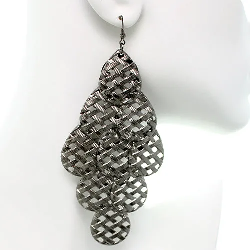 Hematite Woven Teardrop Dangle Earrings