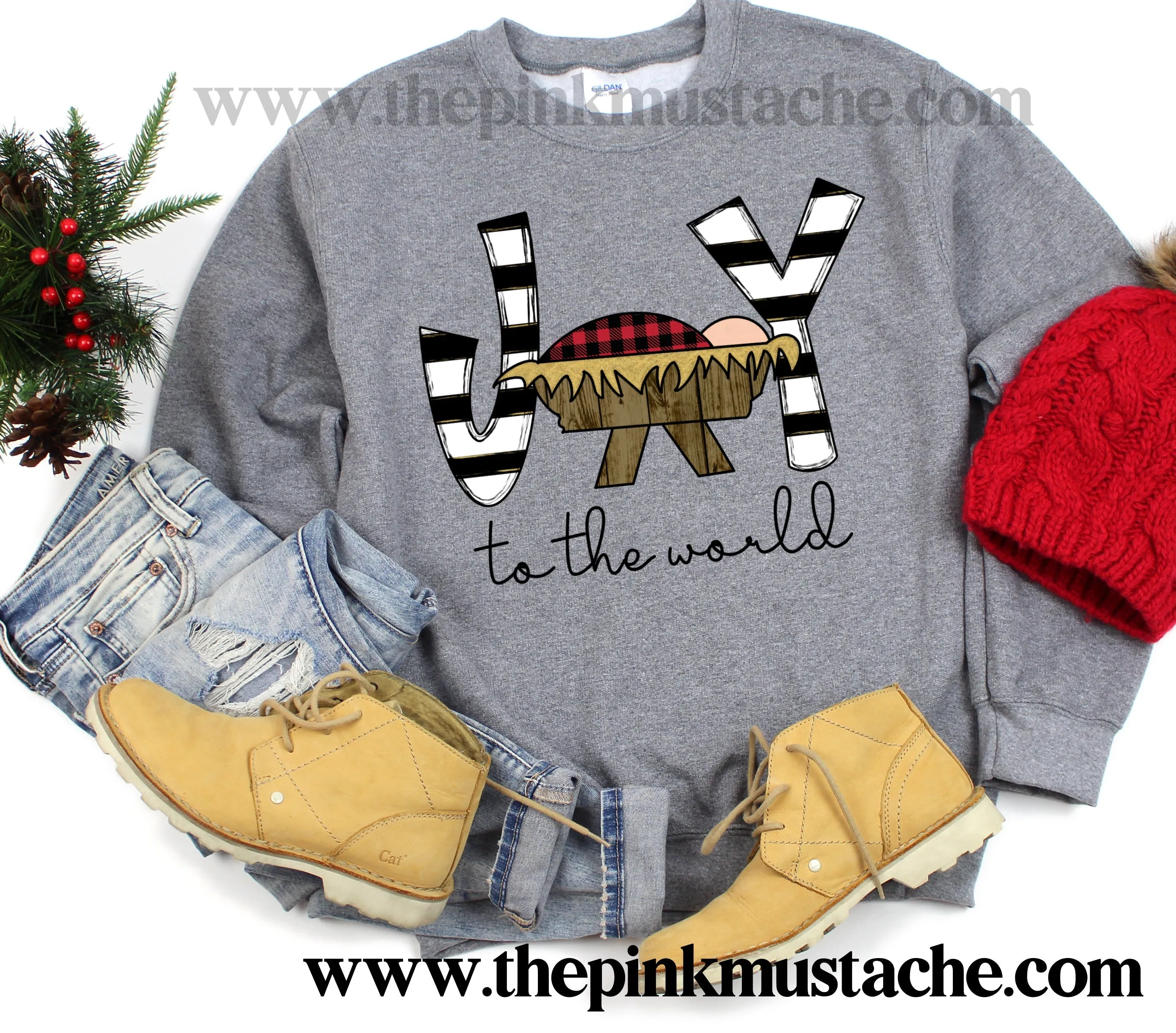 Joy To The World Christmas Manger Sweatshirt / Oversized Youth And Adult Christmas Sweatshirt