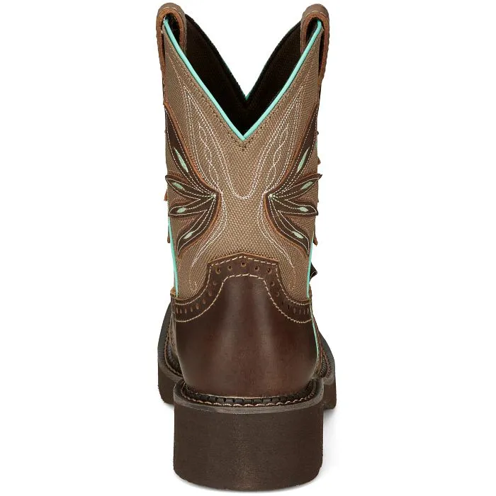 Justin Ladies Brown 8" Nettie Broad Square Toe Boots