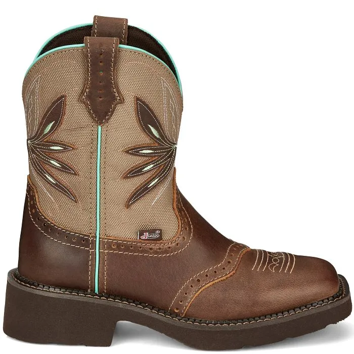 Justin Ladies Brown 8" Nettie Broad Square Toe Boots