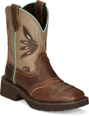 Justin Ladies Brown 8" Nettie Broad Square Toe Boots
