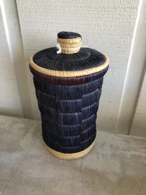 Kazi Lidded Sisal Basket - Black