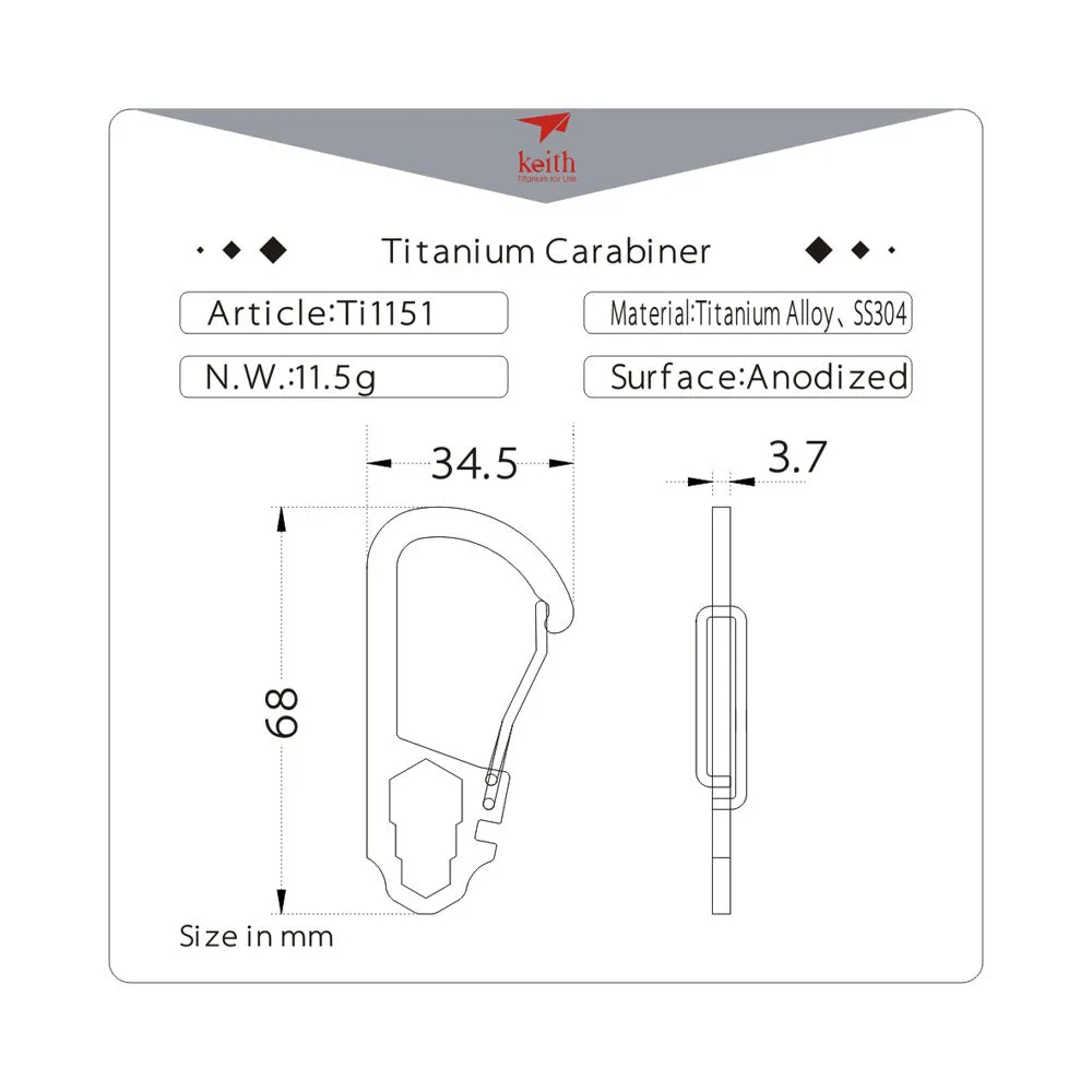 Keith Titanium Ruler Carabiner