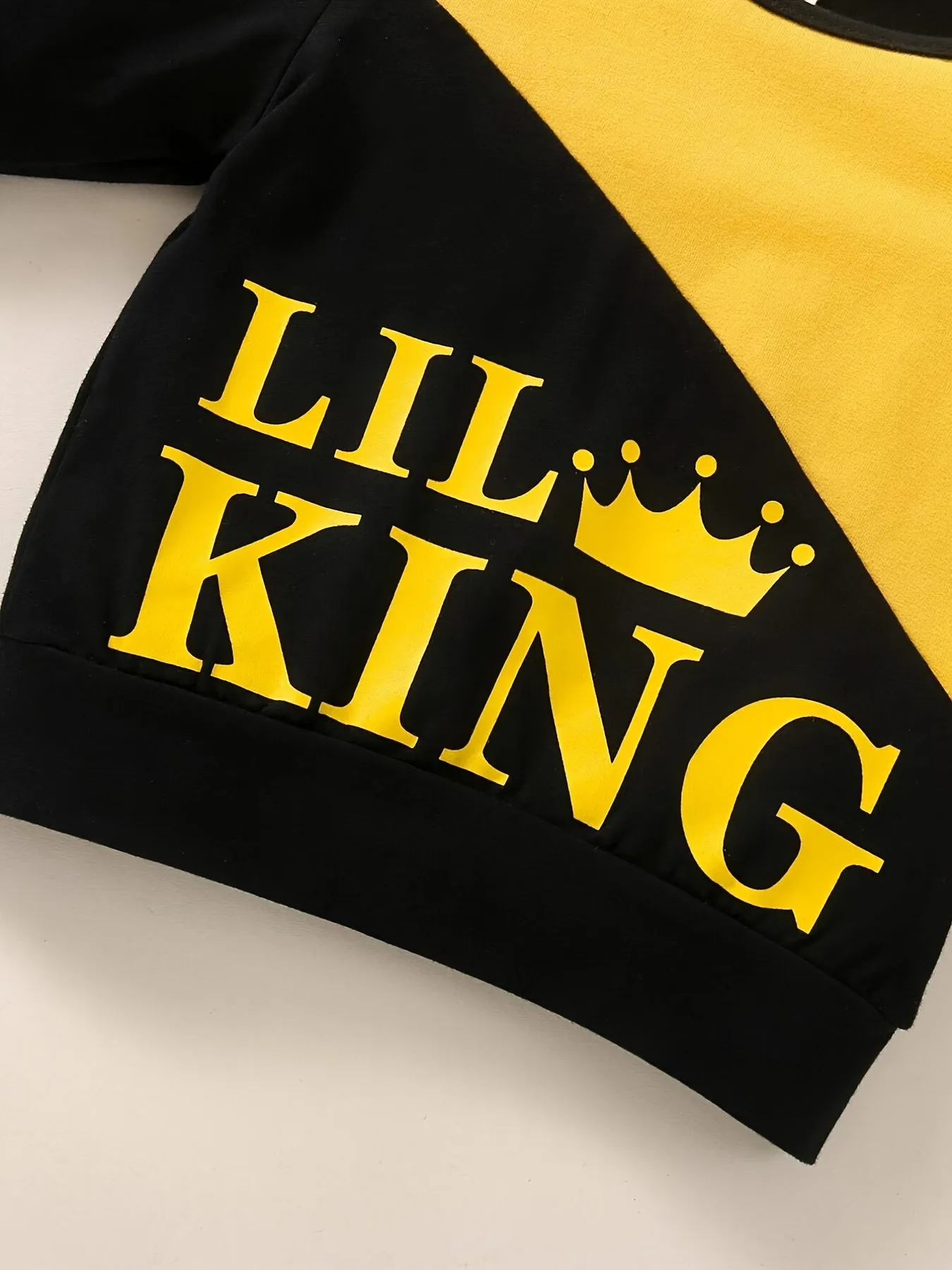 LIL KING" Pullover Sweatshirt and Pants Set for Baby Boys